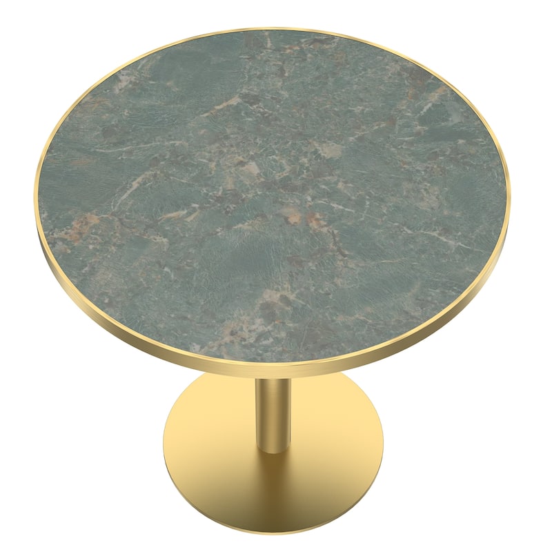 Round Modern Dinning Table 31.5 inches Bistro Table Tulip Table with Faux Marble top,Easy Assemble - Light Slate Grey