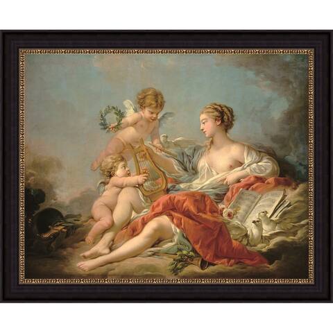 Angel and Venus by Francois Boucher Giclee Print Oil Painting Black Frame Size 30" x 25"
