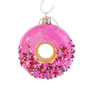 Pink Donut Glass Christmas Tree Ornament - 3.5 х 1.4 х 3.8" - Bed Bath & Beyond - 39253822