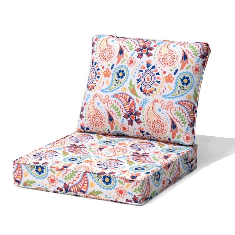 Crestlive Outdoor Deep Seat Cushion Set - 1-Set - Red Flower