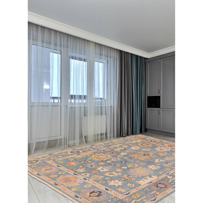 ECARPETGALLERY Hand-knotted Modern Oushak Turquoise Wool Rug - 8'1 x 9'11