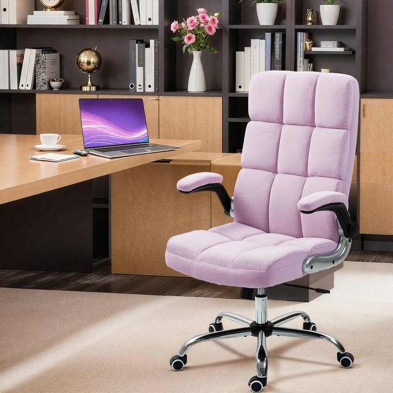 AVAWING Velvet Ergonomic Office Chair: Executive Desk Chair with Adjustable Height & 360° Swivel - Pink 2