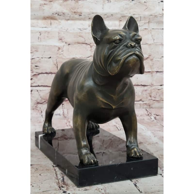 Bronze Imitative BullImitative dog Sculpture On Marble Base – Imitative Dog Lover Gift Decor