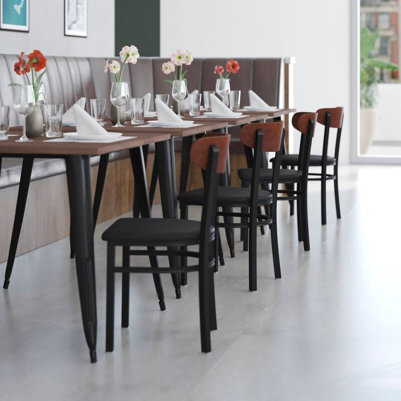 2PK Commercial Metal Dining Chairs with Boomerang Back