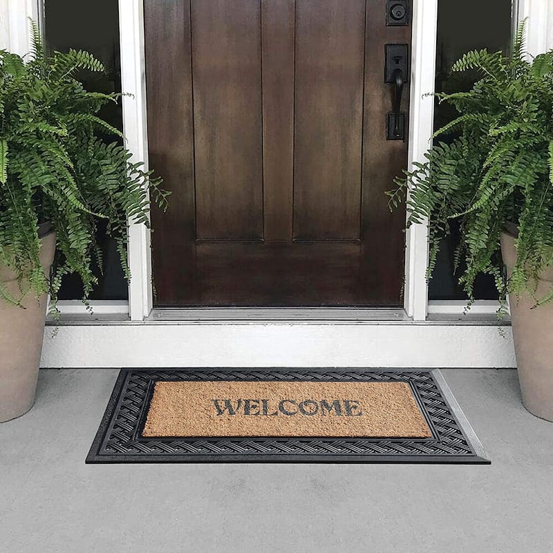 A1HC Rubber/ Coir Brush Welcome Doormat 23" X 38", Mesh Border