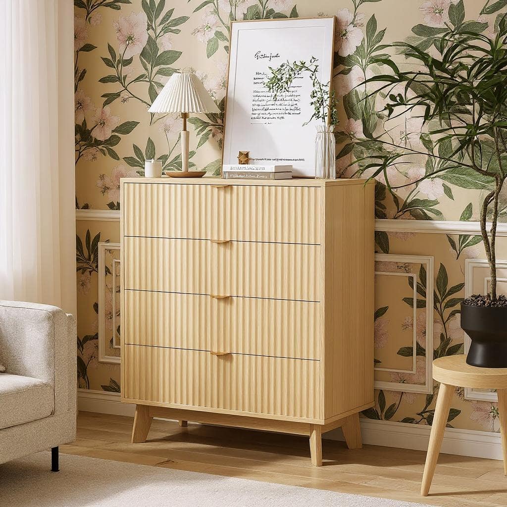 Modern Fluted Closet Dressers, 4 Drawer