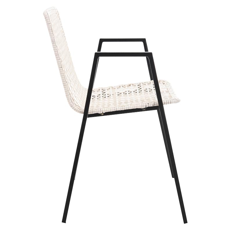 SAFAVIEH Sibbie Woven White Leather Dining Chair (Set of 2) - 20" x 21" x 31" - 20Wx21Dx31H