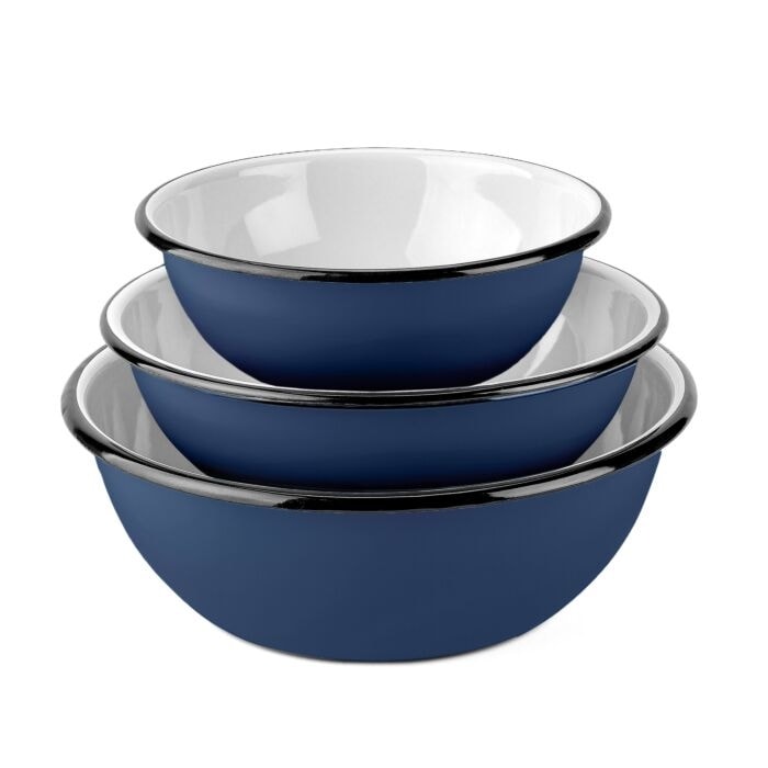 STP Goods Navy Blue Enamel Bowl Set of 3