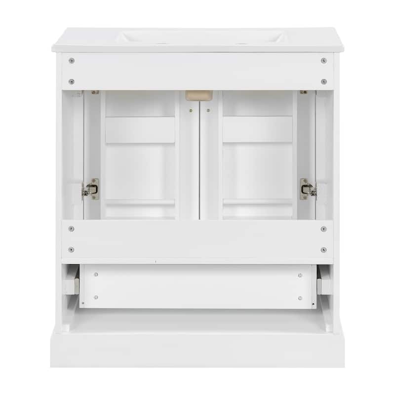 GDFStudio - Seren Wood & Ceramic Bathroom Vanity with Sink, Divider Drawer & 2 Soft-Close Doors