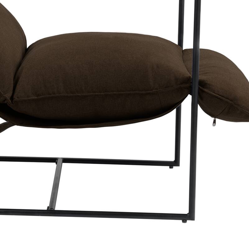 Metal Framed Sling Accent Chair with Bag Cushion
