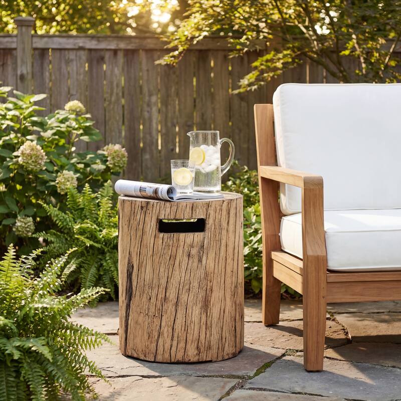 Christopher Knight Home - Weston Outdoor Fire Pit and Side Table Set with Rustic Wood Pattern and Sturdy MGO Build