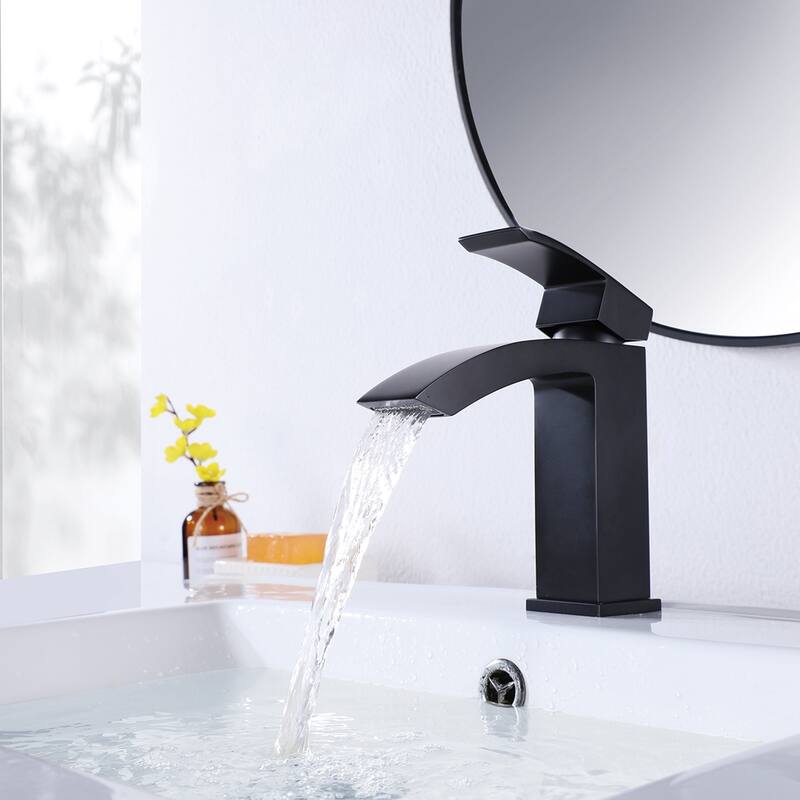 6.54"H Solid Brass Single Handle Single Hole Bathroom Waterfall Faucet