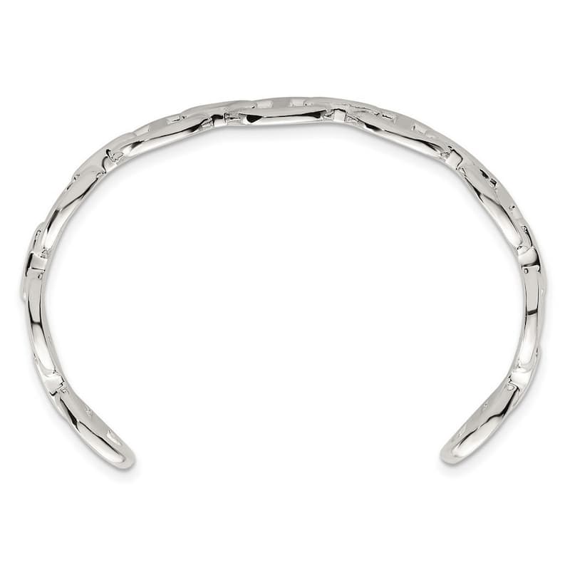 Curata 925 Sterling Silver 10mm Anchor Mariner Cuff Adjustable Bangle Bracelet