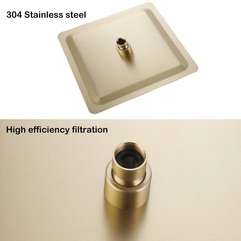Super-thin 12'' Rotatable High Pressure Rain Shower Head with Self-Cleaning and Aerating Technology in Black / Gold