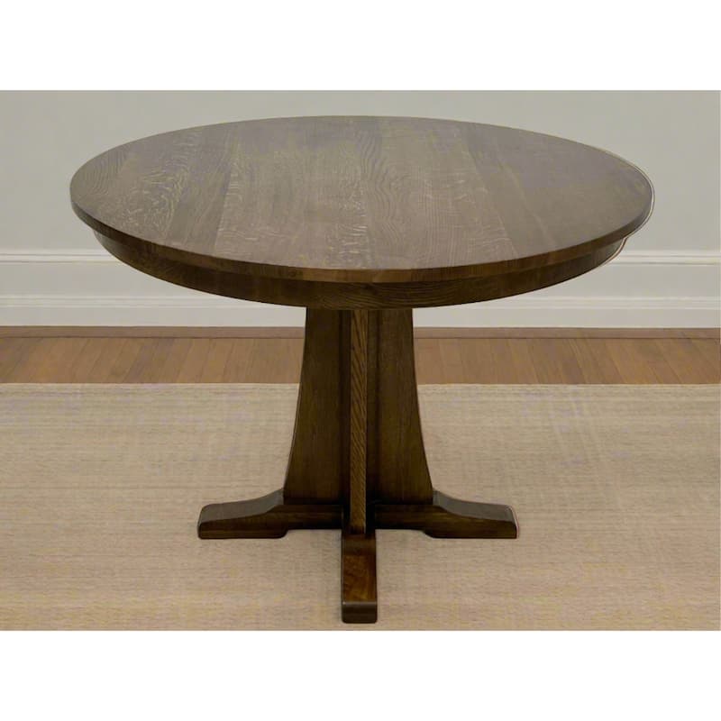 Mission Oak Round Dining Table & Arm chair Set of 4- 42" - Walnut
