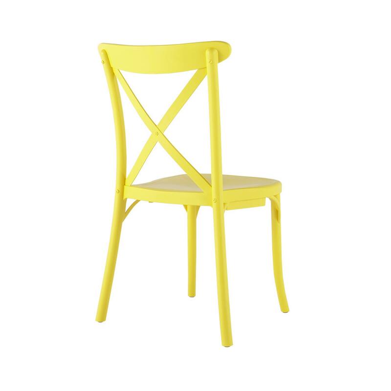 HomeRoots Set of Two Yellow Heavy Duty Plastic Outdoor Dining Chairs