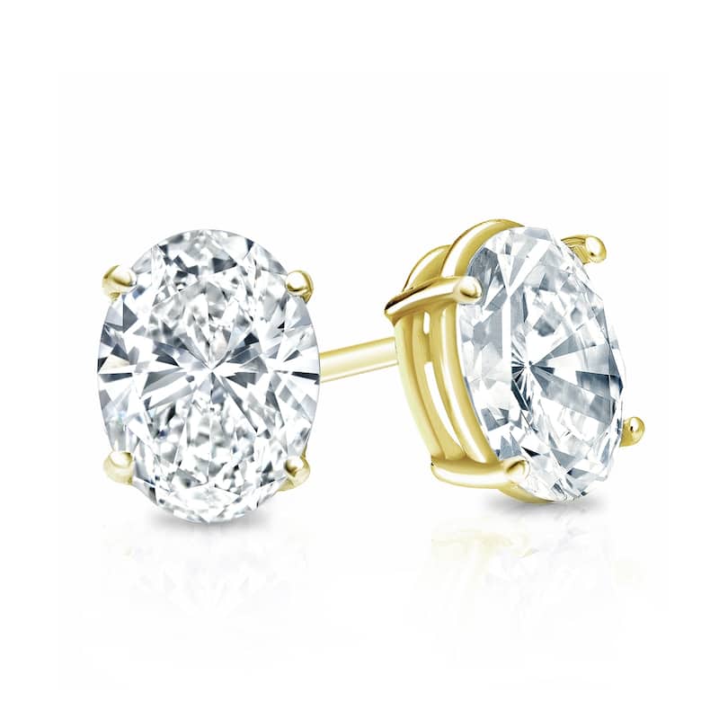 Auriya Natural Oval 4-Prong Diamond Stud Earrings 1.00 to 3.00 ct. tw. Push-Back (F-G VS)