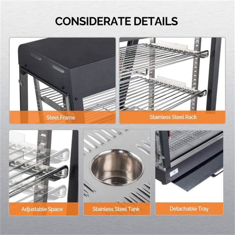 3-Tier 48 Inch 1800W 110V Countertop Hot Food Warmer Display Case
