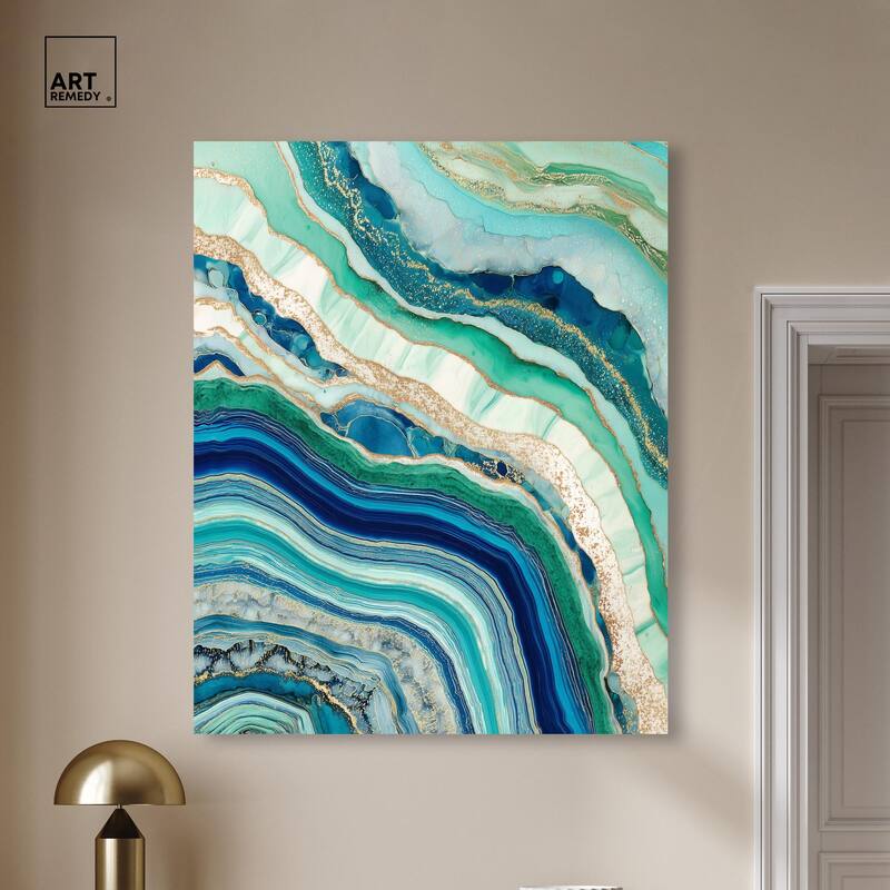 Blue Green Abstract Agate II Canvas by Art Remedy, Gallery Wrapped