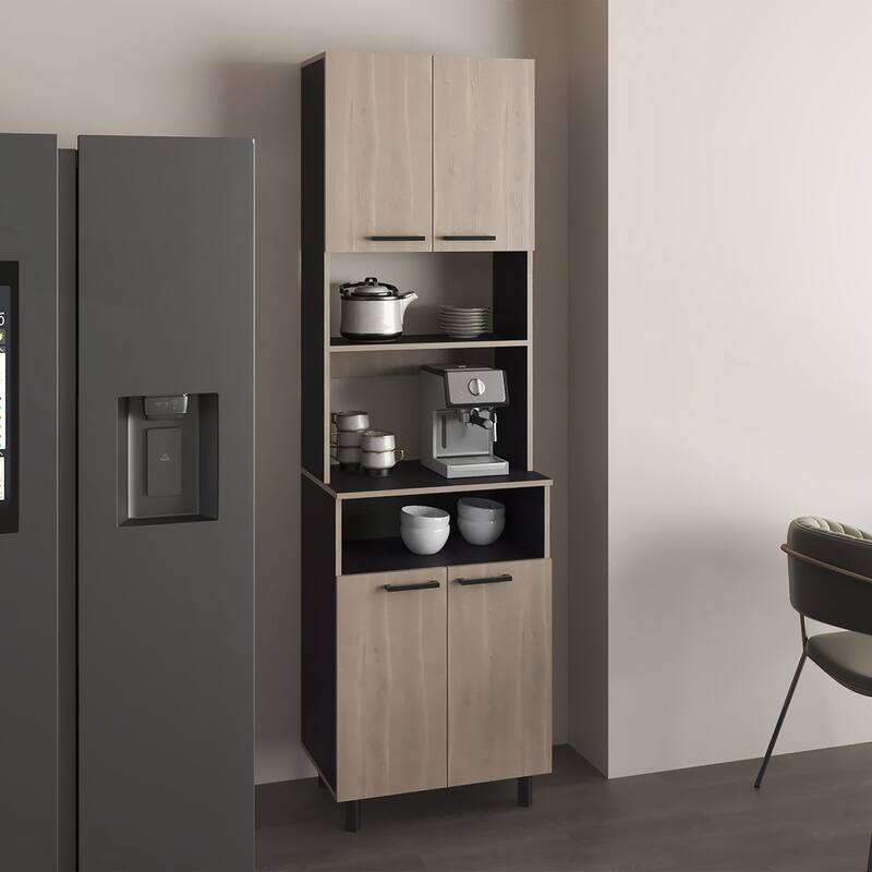Pantry Cabinet With 5 Shelves and 4 Doors - Multicolor