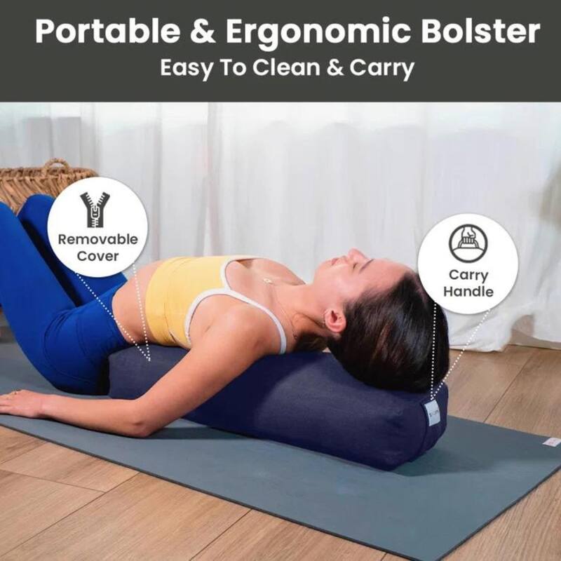 Yoga Firm Large Yoga Bolster Pillow Cushion 24" x 12" x 6" for Restorative Yoga, Rectangular Cotton and Removable Cover