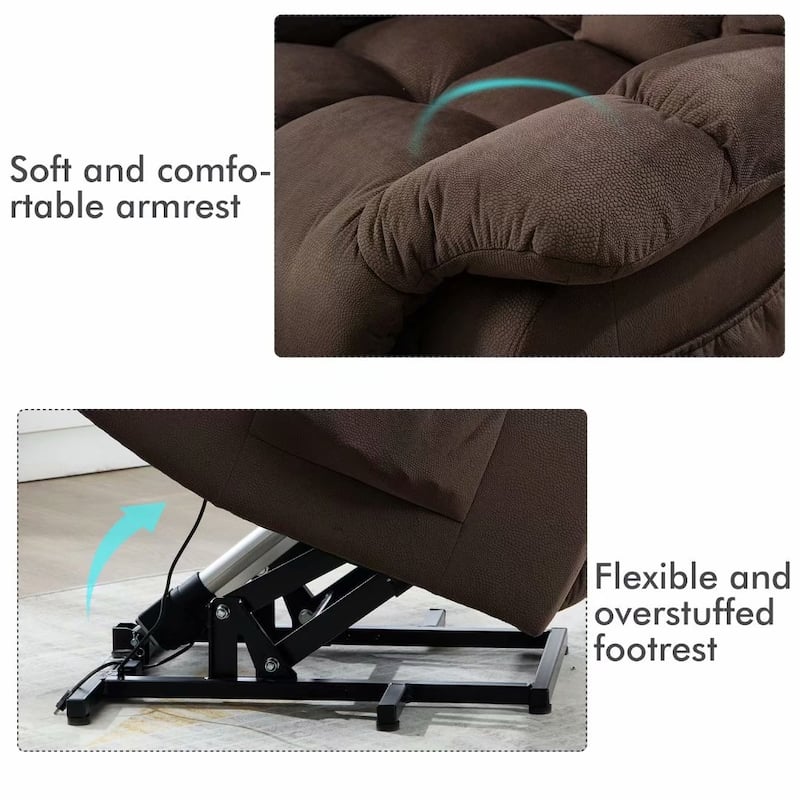 Heavy Duty Power Lift Recliner Chair for Elderly with Overstuffed Design