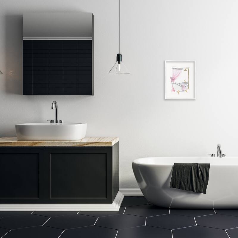 Stupell Simple Glam Bathroom Tub Framed Giclee Art Design By Janet Tava