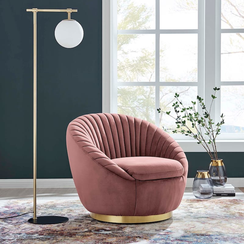 Whirr Tufted Performance Velvet Performance Velvet Swivel Chair
