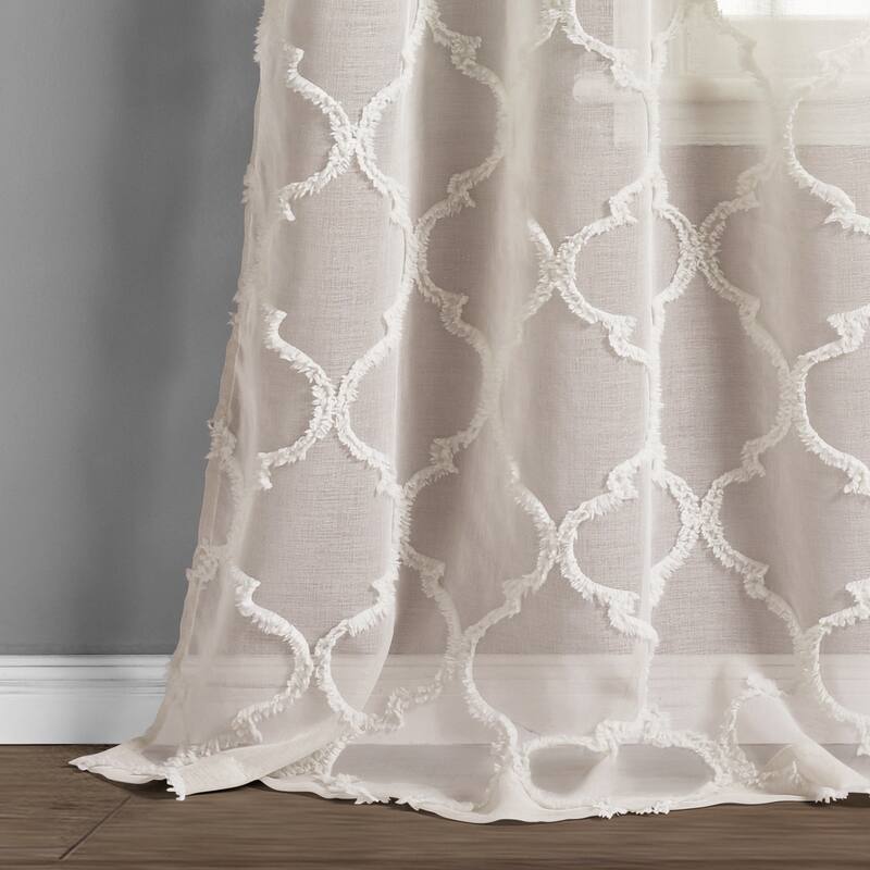 Lush Decor Avon Trellis Grommet Sheer Window Curtain Panel Pair