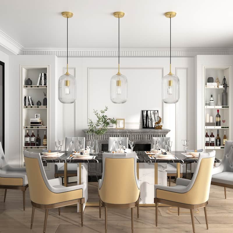 Modern 1-light 8In Kitchen Island Pendant Lighting with Art Glass - 8 inches