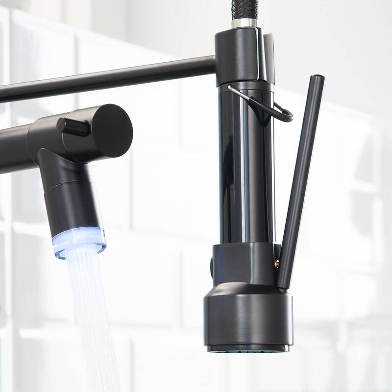Pull Down Kitchen Sink Faucet With LED Light Commercial Kitchen Faucets Single Handle Modern Single Hole Taps With Valve