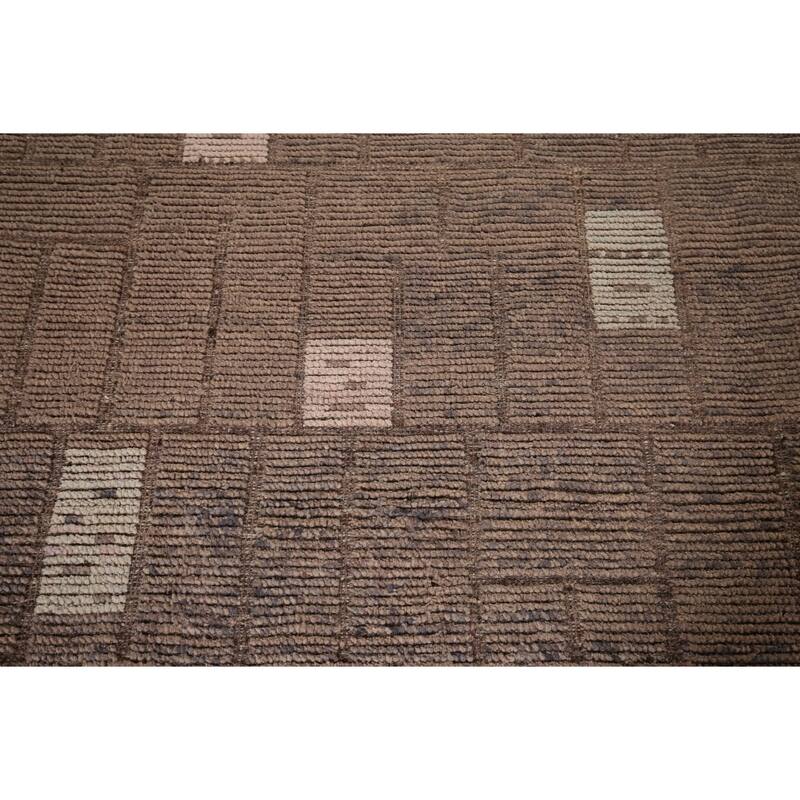 Moroccan Large Modern Area Rug Hand-Knotted Wool Carpet - 12'1"x 18'0"