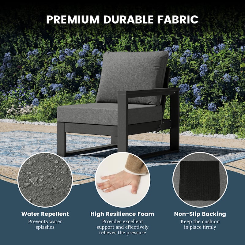 Polytrends Endless Patio Deep Seating Right Arm Chair with Gray Frame