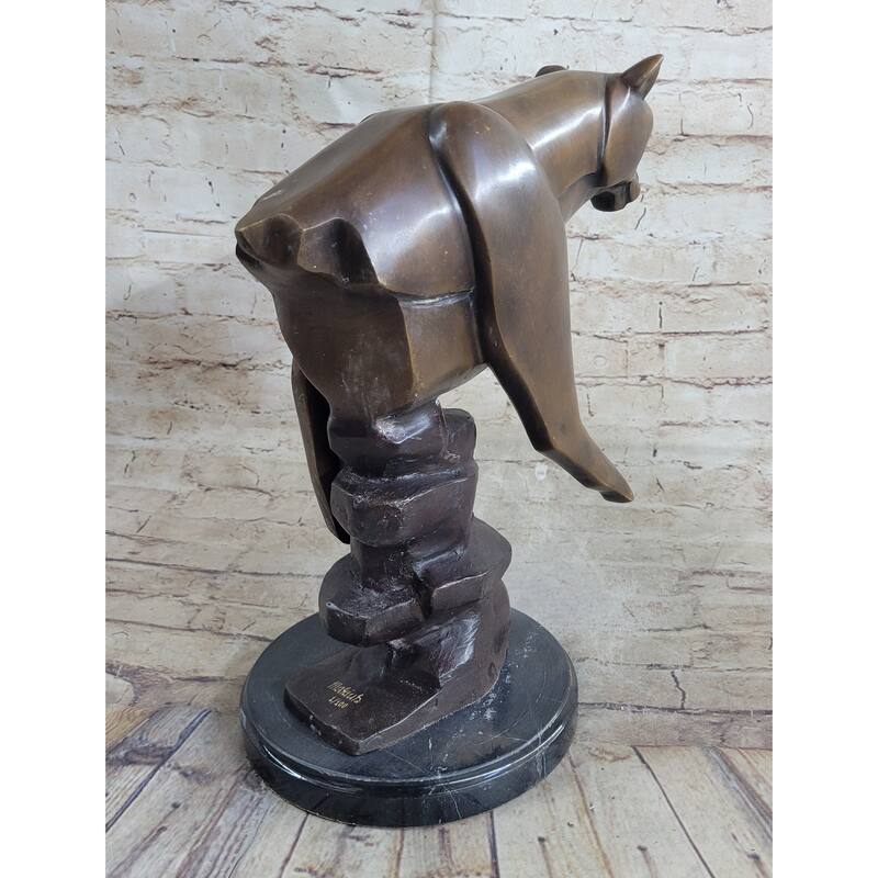 Limited Edition Marius Cougar Female Lion Bronze Sculpture Marble Statue Figurine