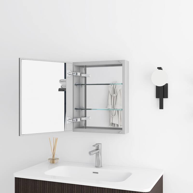 Rectangular Aluminum Medicine Cabinet with Mirror