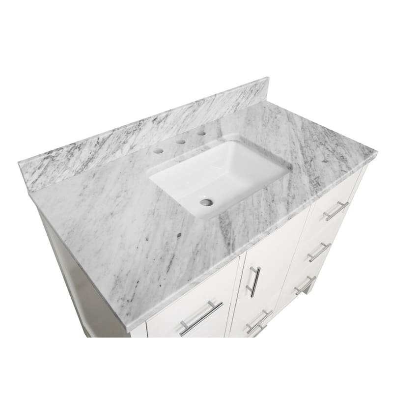 KitchenBathCollection California 42" Bathroom Vanity with Carrara Marble Top