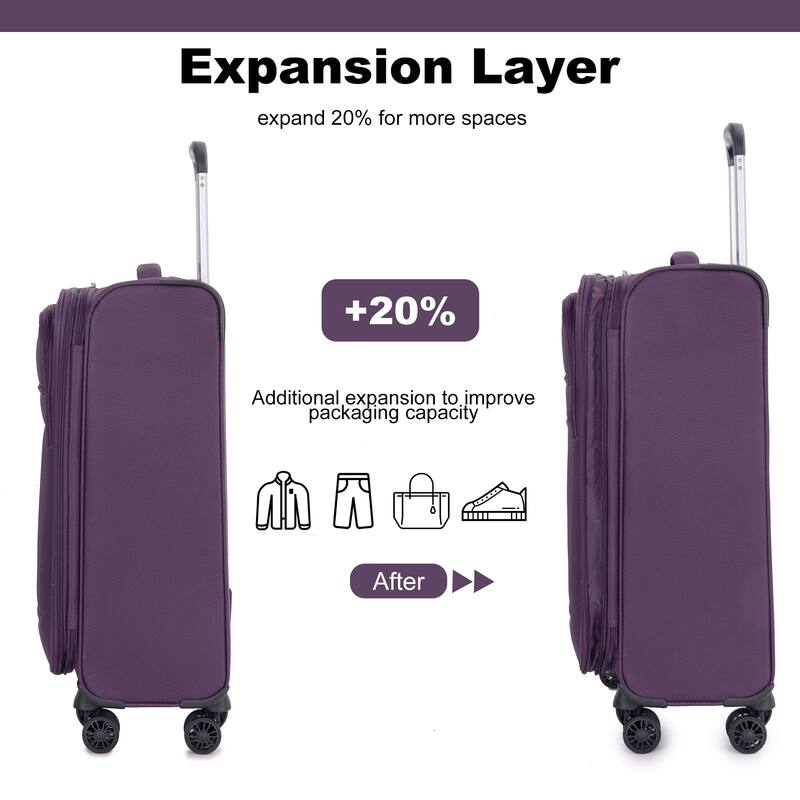Durable 3-Piece Polyester Luggage Set (18" Carry-On, Travel Bag, Toiletry Bag) with 360° Spinner Wheels