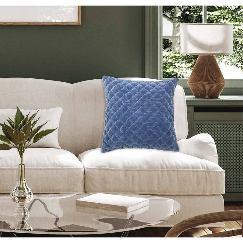 Square Quilted Velvet Pillow Cover