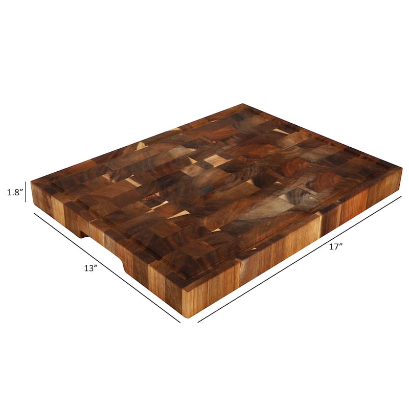 MegaChef 17 x 13 Inch Acacia Wood Butcher Block Carving and Cutting Board with Juice Groove