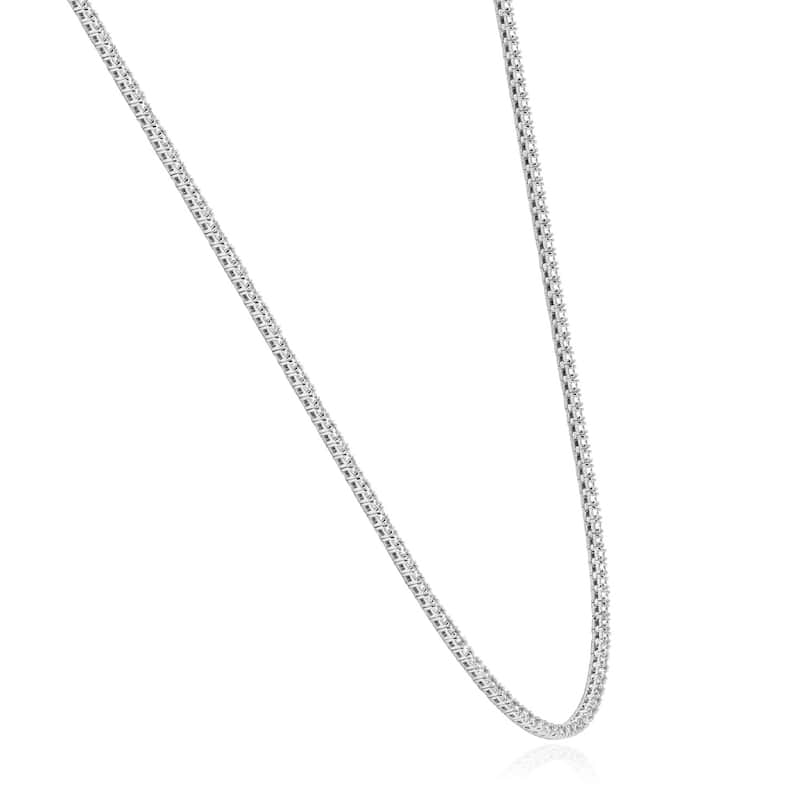 5Ct TW Diamond Tennis Necklace 4-Prong White Gold 16" Lab Grown