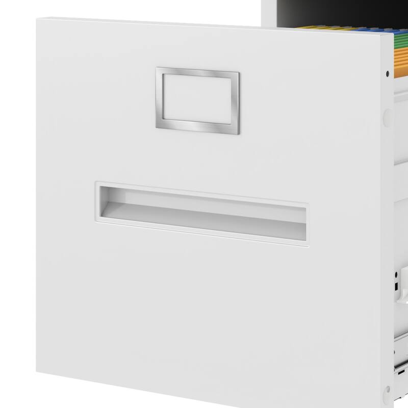 Modern 2-Drawer Narrow Filing Cabinet, Vertical Filing Cabinet with Lock and Anti-Tilt Function, for Home Office