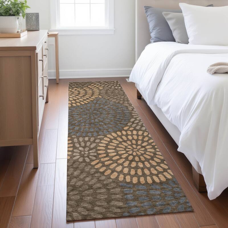 Machine Washable Indoor/ Outdoor Casual Ric Chantille Rug