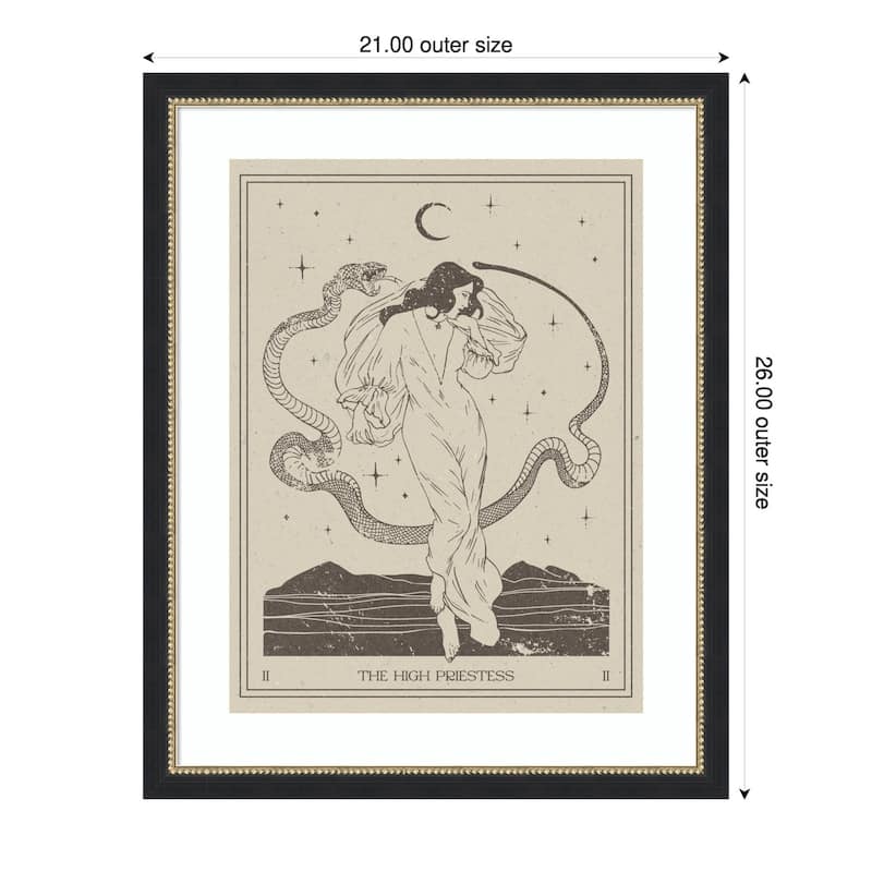 The High Priestess by Nktn Wood Framed Wall Art Print - Black - 21 x 26 in - White Mat