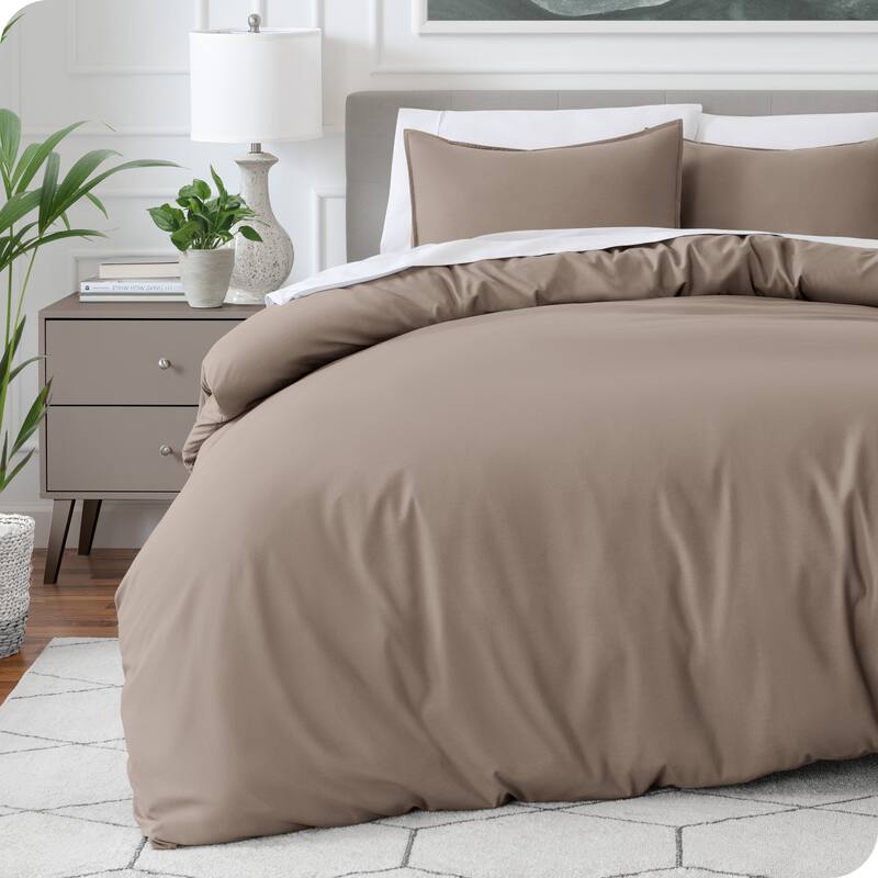 Bare Home Soft Hypoallergenic Microfiber Duvet Cover and Sham Set - Taupe - Twin XL