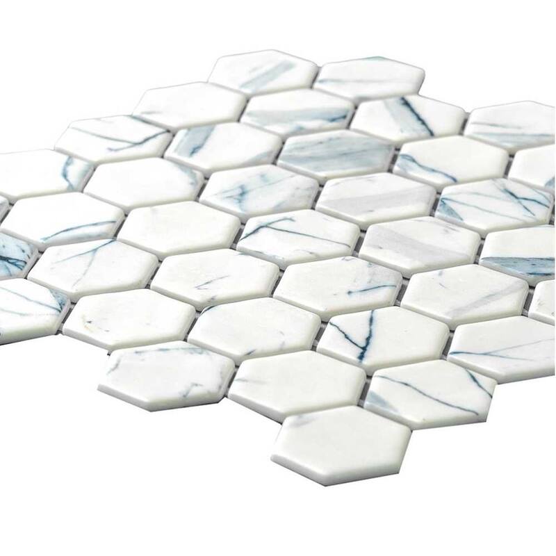 The Tile Life Eterna Hex 2x2 Glass Mosaic Floor, Backsplash & Wall Tile