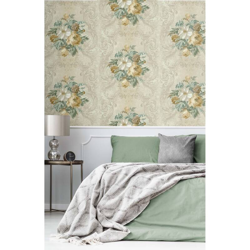 Seabrook Designs Foust Framed Floral Unpasted Wallpaper