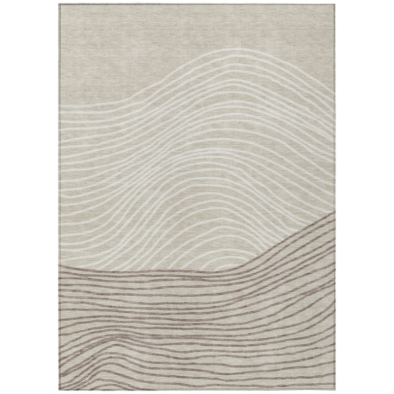 Machine Washable Indoor/ Outdoor Modern Arches Chantille Rug