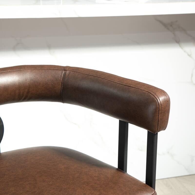 Bar Stools Set of 2, Upholstered Counter Height Stools with Back, Kitchen Island Chairs with Footrest and Metal Frame