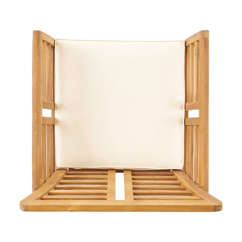 Caydon Acacia Wood Outdoor Club Chair and Coffee Table Set with Cushions by Christopher Knight Home