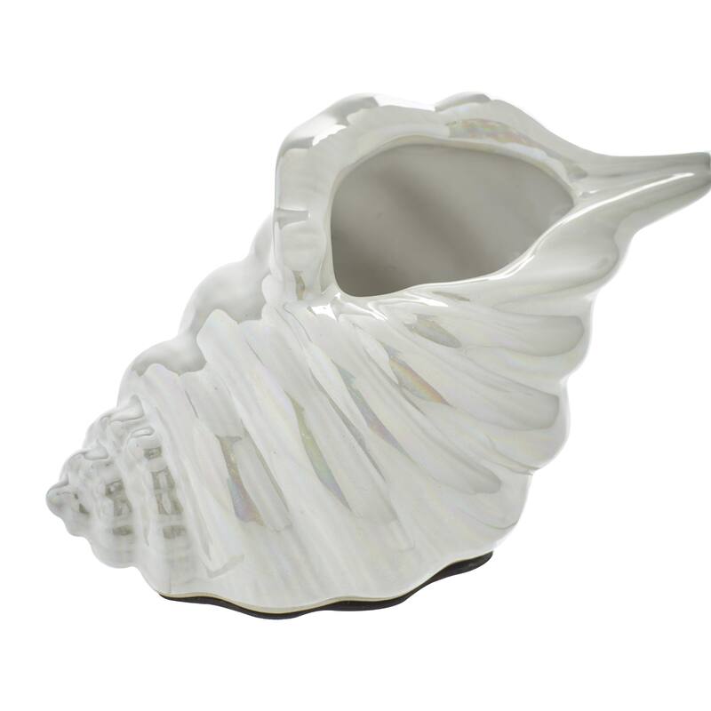 Silver, White or Multi Colored Porcelain Ceramic Shell Shell Decorative Sculpture (Set of 3)